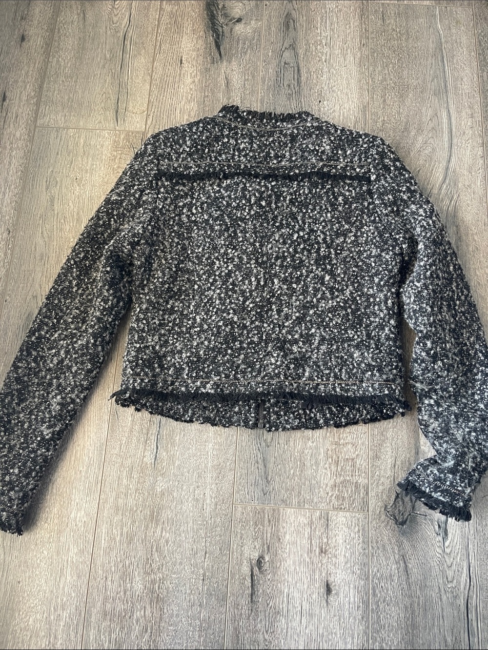 Mango Black and White Tweed Cropped Jacket - Picture 9 of 11
